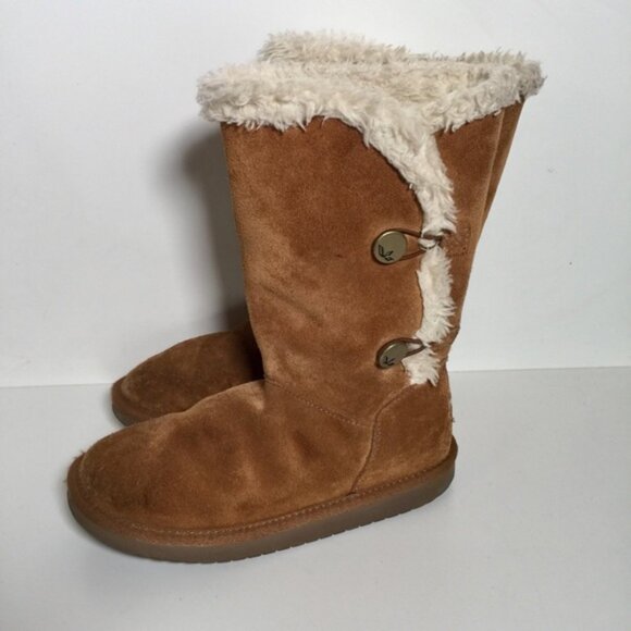 Koolaburra By UGG Kinslei Tall Suede Leather Brown Boots Size 4 - Picture 3 of 6